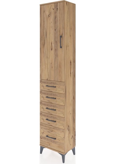 Arges Dolap 2 Raflı 5 Çekmeceli Tek Askılı 44x30x221 Çam-çam Çam