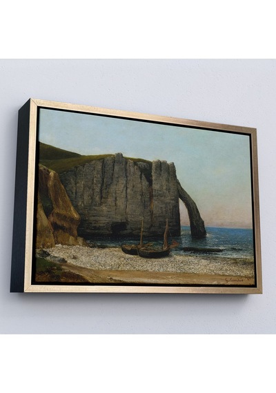 Çerçeveli Gustave Courbet - Etretat Kayalıkları Tablosu-7073