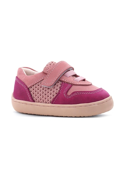 Rakerplus Bob Hakiki Deri Pembe Barefoot Cırtlı Lastikli Bebek Sneaker Ayakkabı Pembe