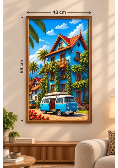 1000 Parça Mavi Karavan Puzzle 48 X 68 Cm Yüksek Baskı Kaliteli Eğlenceli Puzzle