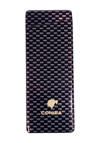 Cohiba Tek Torch Pürmüz Siyah Karbon Desenli Puro Çakmağı - Tr9032