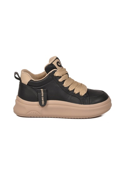 Pierre Cardin Siyah Bilek Boy Kaymaz Taban Kadın Bağcıklı Sneaker 11517 G