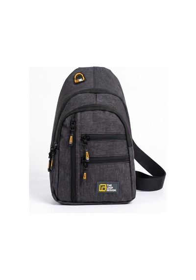 The Loop Desing Unisex Çok Bölmeli Çapraz Ayarlanabilir Askılı Göğüs Omuz Çantası Siyah