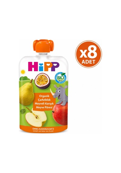 Hipp Organik Çarkıfelek Meyveli Karışık Meyve Püresi 100 G 8'li Paket