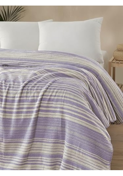 Pamuklu 4 Mevsim Çift Kişilik Battaniye, 180x220 Cm,%70 Pamuk%30 Polyester Lila Genel