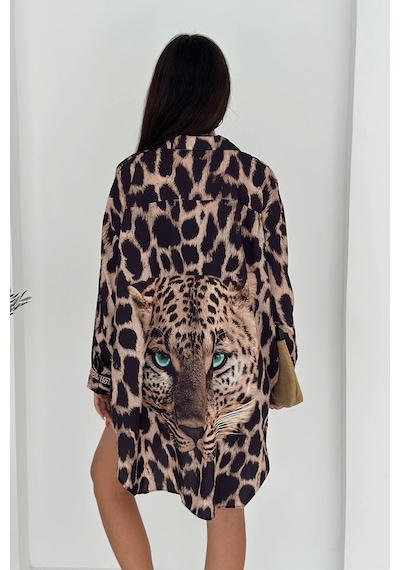 Asprin Fashion Kaplan Desen Tunik Gömlek Leopar