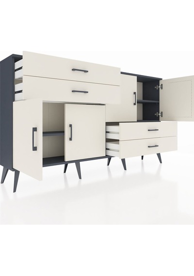 Arges Konsol 3 Raflı 4 Çekmeceli 4 Kapaklı 176x30x99 Antrasit-ayt Antrasit-aytaşı Arges Konsol 3 Raflı 4 Çekmeceli 4 Kapaklı 176x30x99 Antrasit-ayt Antrasit-aytaşı