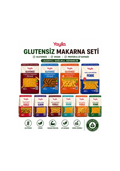 Glutensiz Makarna Seti Karışık Paket Vegan Yüksek Proteinli Çeşitler - 876049253