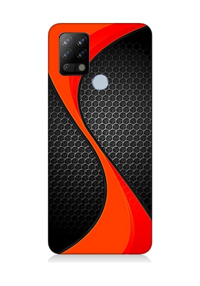 Tecno Pova Uyumlu Silikon Kılıf Turuncu Siyah Karbon