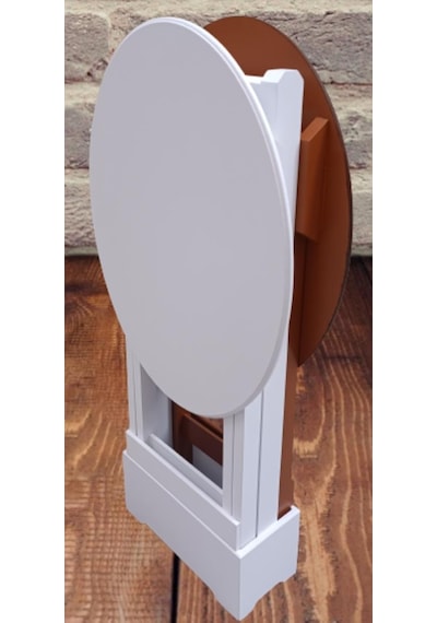 Çanta Zigon Sehpa Oval Model İkili Takım Ahşap Mdf Ceviz Ve Beyaz Renk Uyumu El Yapımı