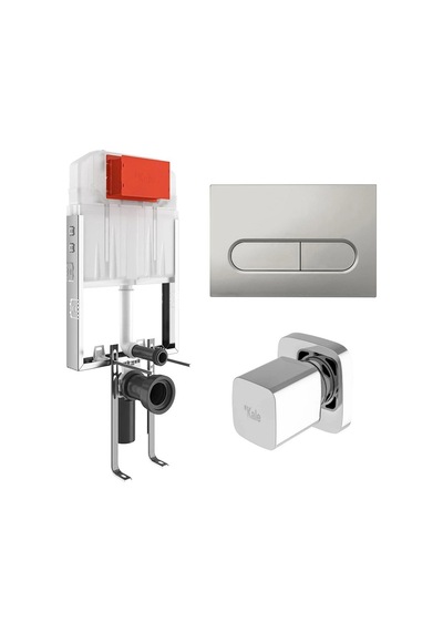 Kale Triton 3/6l Duvar İçi Gömme Rezervuar + Capsule Mat Krom Panel + V200 Ankastre Stop Valf