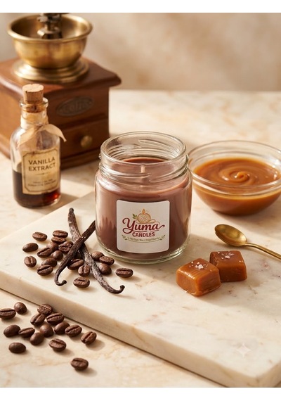 Vanilya , Kahve Ve Karamel Kokulu %100 Soya Wax 100cc Kapaklı Cam Kavanoz Mum Kahverengi