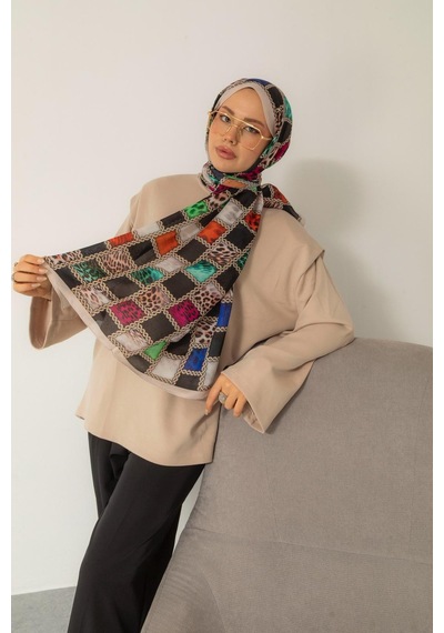 Mimiyum Soft Şal-zincir Leopar Çok Renkli