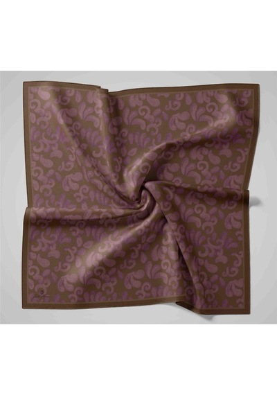 Silk Home Viskon Karışımlı Velora Eşarp Olive-eflatun Desenli Yumuşak Dokulu Tok Duruşlu 90x90 Çok Renkli