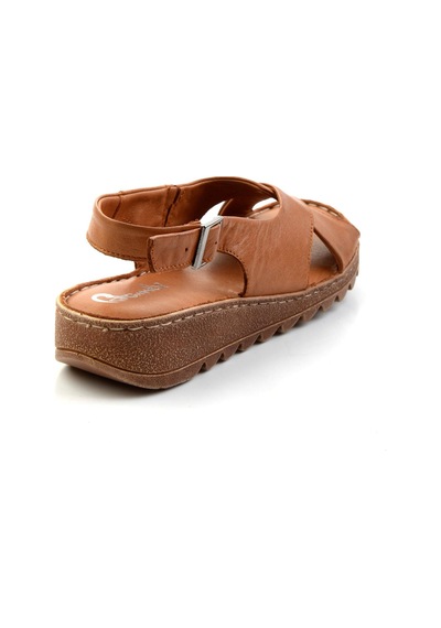 Bambi Taba Leather Kadın Sandalet K05087404103 Taba