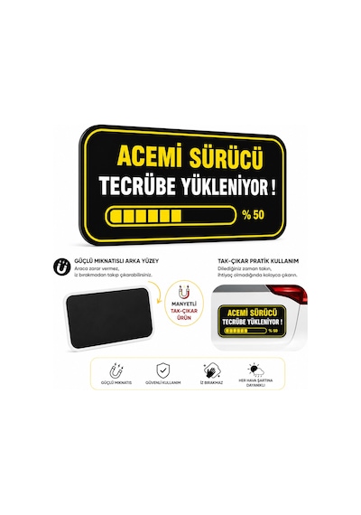 Mega Oto Market Acemi Şoför - Acemi Sürücü Magneti Tak Çıkar Manyetik Araba Bagaj Uyarı Levhası - Tecrübe Yükleniyor