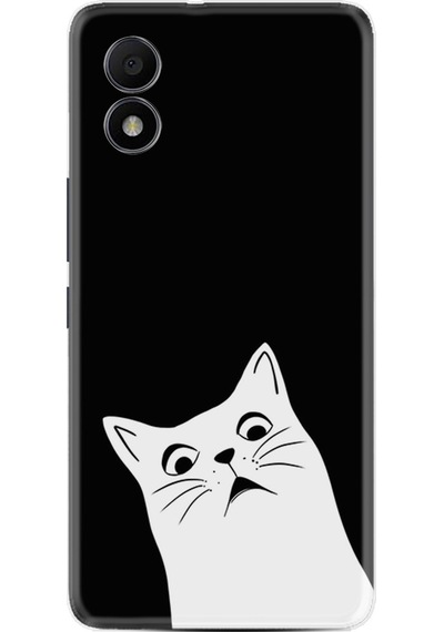 TCL 303 Kılıf Resimli Desenli Silikon Platinium Series Şaşkın Kedi 1900