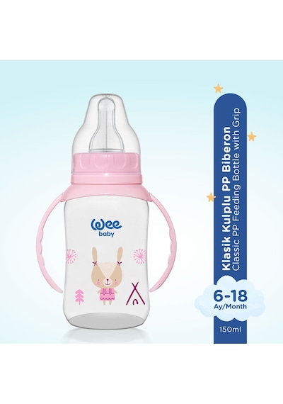 Wee Baby Klasik Kulplu PP Biberon 150 ML Pembe