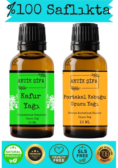 %100 Saf Kafur Yağı Ve Portakal Uçucu Yağı - 10ml + 10ml 20 ML