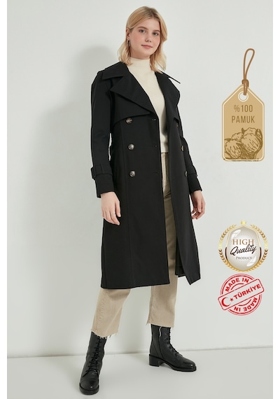 Pastelastore %100 Pamuk Gabardin Uzun 110cm Astarlı Kemerli Kadın Trençkot 1111 Siyah Pastelastore %100 Pamuk Gabardin Uzun 110cm Astarlı Kemerli Kadın Trençkot 1111 Siyah