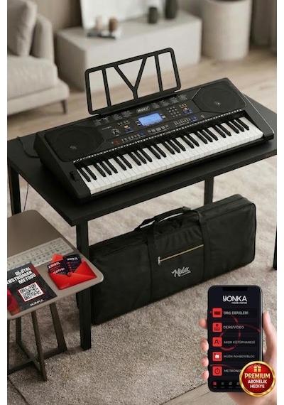 Midex Ps-4500 Tuş Hassasiyetli 61 Tuşlu Org Dijital Lcd Ekran Usb Mp3 Çanta Notalık Adaptör Dahil 300 Ses 300 Ritim