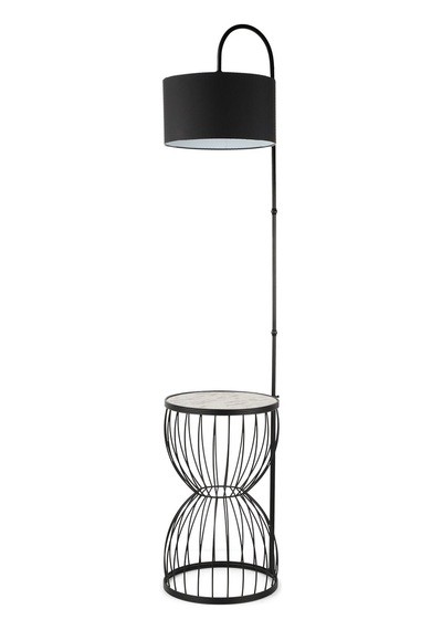 Venezia Sehpa Lambader Siyah Mermer Ahşap Siyah Şapka