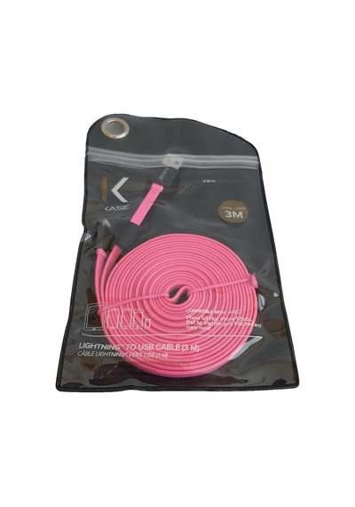 The Kase Lightning Şarj Data Kablosu 3mt Pembe