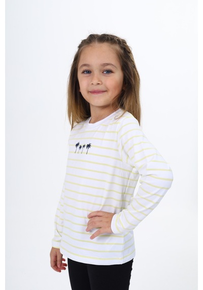 Toontoy Kids Toontoy Kız Çocuk Çizgili Tişört Açık Sarı