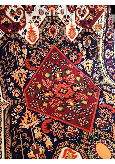 Dekoratif Yıkanabilir Halı Yeni Nesil Kaymaz Taban Salon Halısı Göbekli Çok Renkli Renkli
