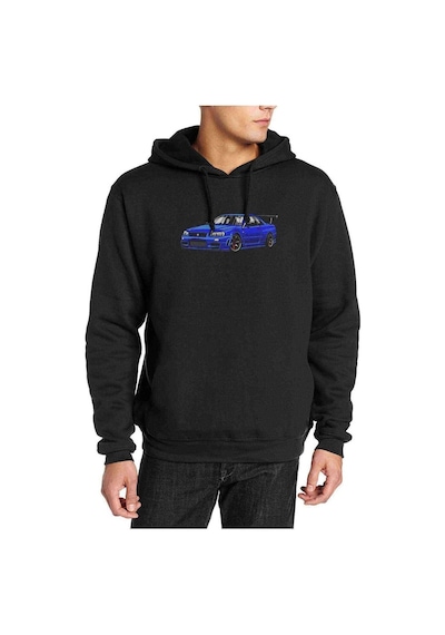 Nissan Skyline R34 Gt R Baskılı Siyah Erkek Örme Sweatshirt (531056326)