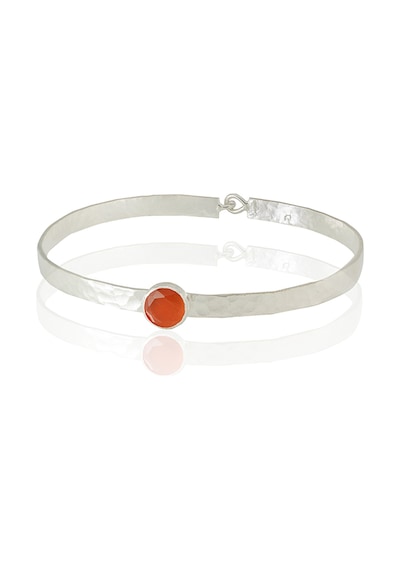 Kadir Jewellery 925 Ayar Gümüş Kaplama El İşçiliği Zirkon Taşlı Kadın Kelepçe Bilezik Kırmızı