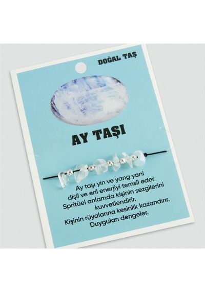 Ay - 760 - T Doğaltaşlı İp Bileklik - Nazblsmm - Açık Mavi