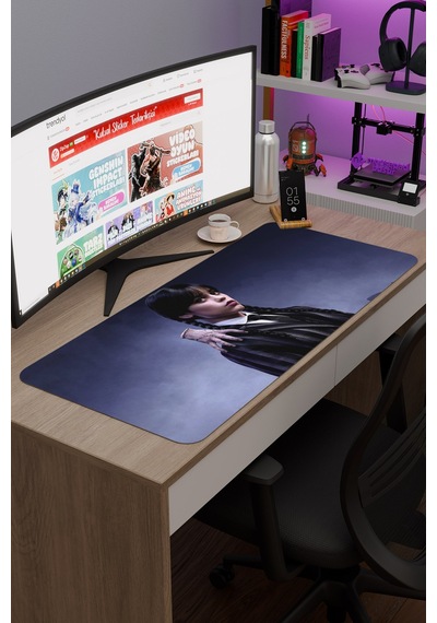Wednesday V2 90x40 Xxl Gaming Kauçuk Kaymaz Taban Mouse Pad Fare Altlığı