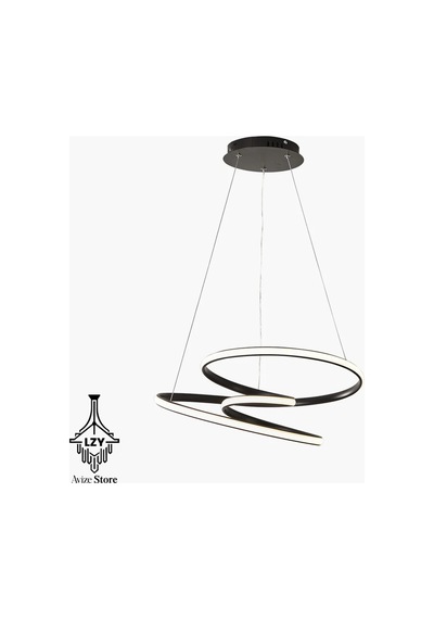 Modern Siyah Sarmal Helix Led Avize - Kumandalı & 3 Renk Işık 50cm