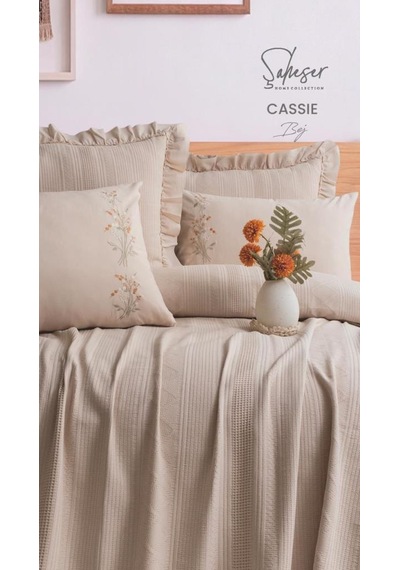 Şaheser Home Collection Yatak Örtüsü Çift Kişilik Cassie Bej Renkli