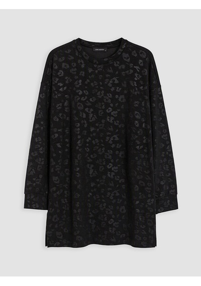 Lcw Everyday Siyah Soft Touch Oversize Kadın Sweatshirt Tunik