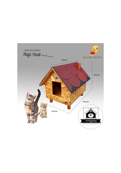 Kedigram Kedi Kulübesi Büyük Kedi Evi Magic House Villa Redroof