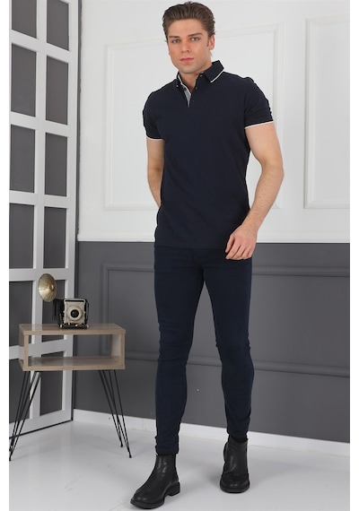 T8579 Dewberry Erkek T-shırt-lacivert Lacivert