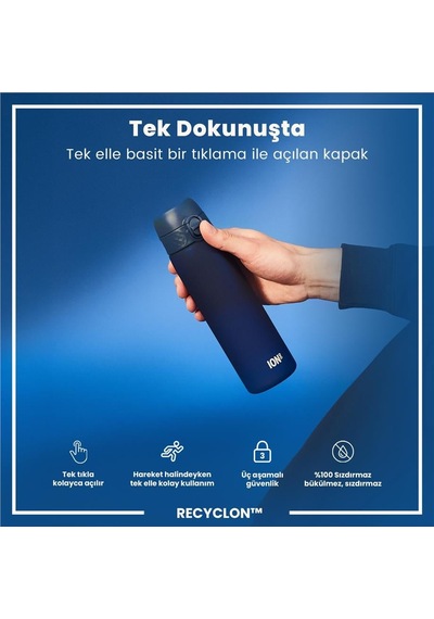 Ion8 - İnce Suluk - Koyu Mavi - 500 Ml - Sızdırmaz - Bpa İçermeyen
