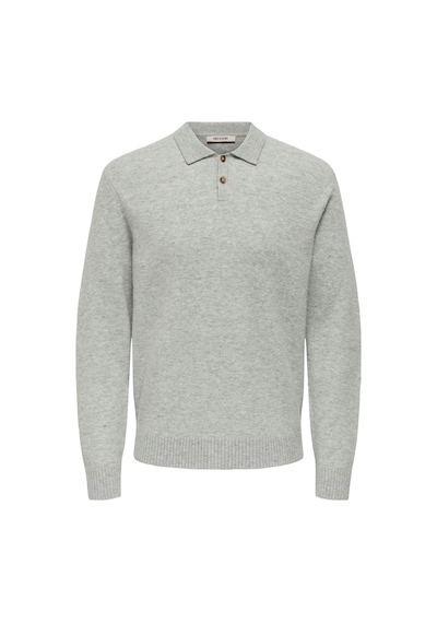 Only & Sons Onsjay Reg Ls Polo Knıt Erkek Gri Kazak - 22033770 Gri