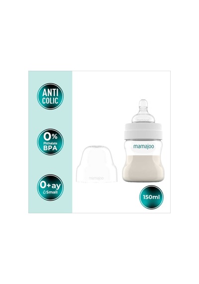 Mamajoo Antikolik Biberon 150 ml & Antikolik Akıtmaz Alıştırma Bardağı 270 ml – Powder Green
