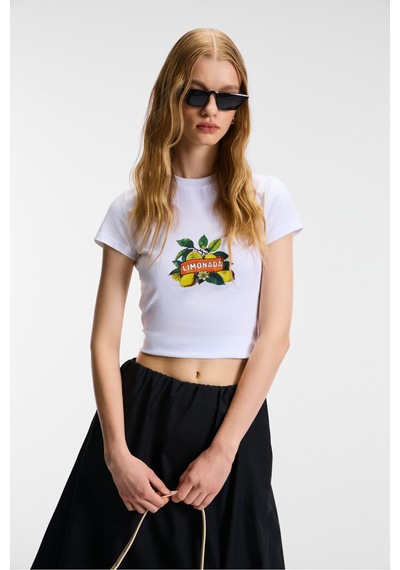 Grimelange TESSIRA Kadın %100 Pamuk Bisiklet Yaka Baskılı Slim Fit Beyaz T-Shirt Grimelange TESSIRA Kadın %100 Pamuk Bisiklet Yaka Baskılı Slim Fit Beyaz T-Shirt