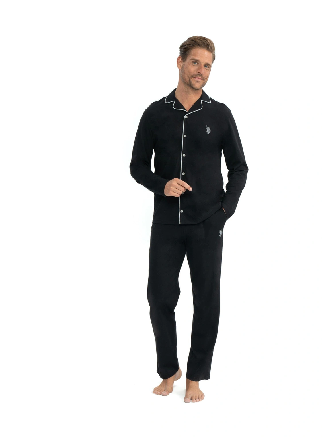 U.s. Polo Assn. - Erkek Siyah Boydan Patlı Pijama Takımı Siyah