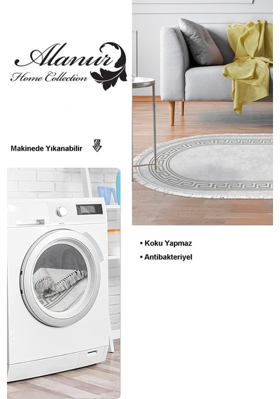 Dekoreko Kaymaz Taban Djt Salon Halısı Trend Saçaklı Oval Modern 626m gri