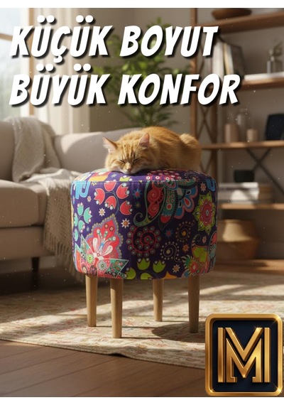 Diday Fil Puf F Trend Puf Koltuk Puff Bench Dekoratif Bohem Doğal Gürgen Ayak Amaçlı Bahçe Balkon Çok Renkli