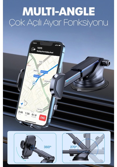 2 Modlu Klima + Torpido Araç Telefon Tutacağı Cam Havalandırma Vantuzlu Araba Telefon Tutucu Tt01