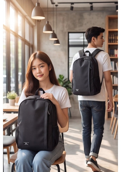 Unisex Üniversite Okul İş Günlük Kullanım Siyah Sırt Çantası Hafif Ergonomik Tasarım