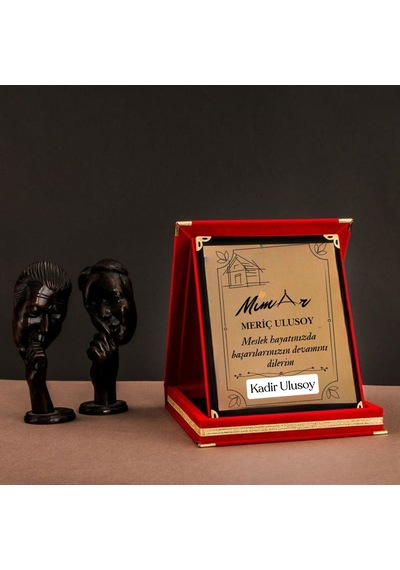 Mimar Temalı Kişiye Özel Plaket - Kadife Kutulu