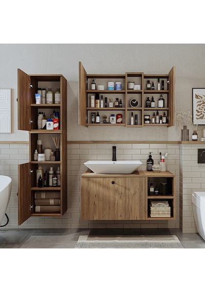 Lotus Lavabolu Mdf 95 Cm Banyo Dolabı + Aynalı Dlp Atlantik Çam Lotus Lavabolu Mdf 95 Cm Banyo Dolabı + Aynalı Dlp Atlantik Çam