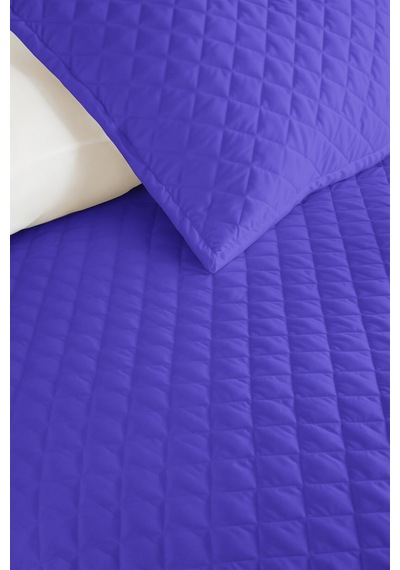 Mor Modern Genç Odası Tek Kişilik Pike Takımı - Düz Kapitone Lila 160x220 Cm Mevsimlik Yatak Örtüsü Puslu Keten Kırığı